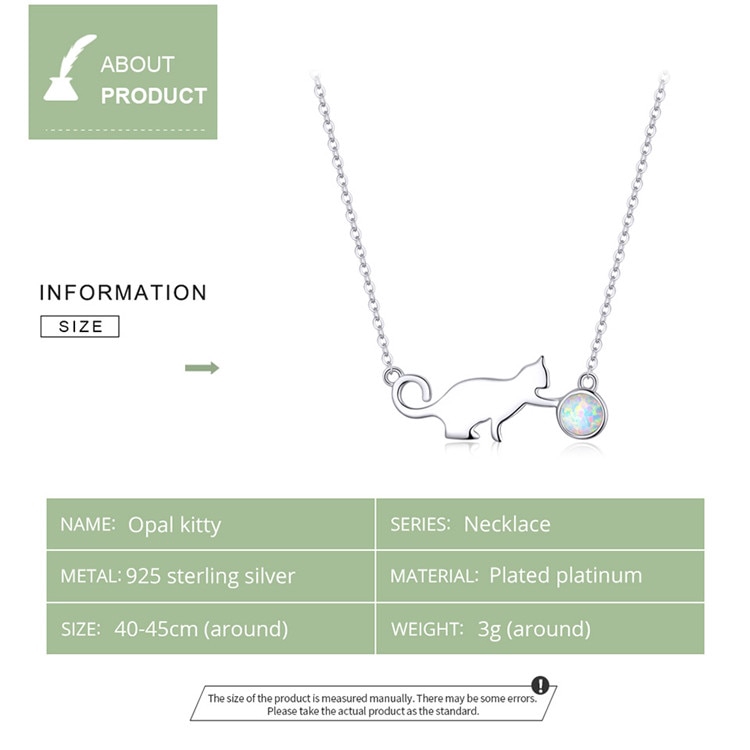 Dây chuyền Bamoer SCN395 bằng bạc 925 mặt hình chú mèo dễ thương