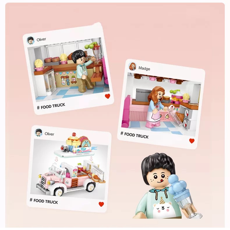 Bộ xếp hình khối xây dựng building block LOZ mini mô hình Dessert Truck
