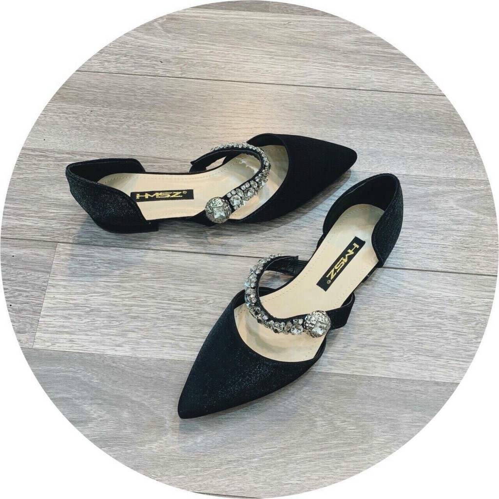 Giày bệt nữ ❤️ FREESHIP ❤️ Giày bệt quai đính đá mũi nhọn thời trang Hàn Quốc | BigBuy360 - bigbuy360.vn