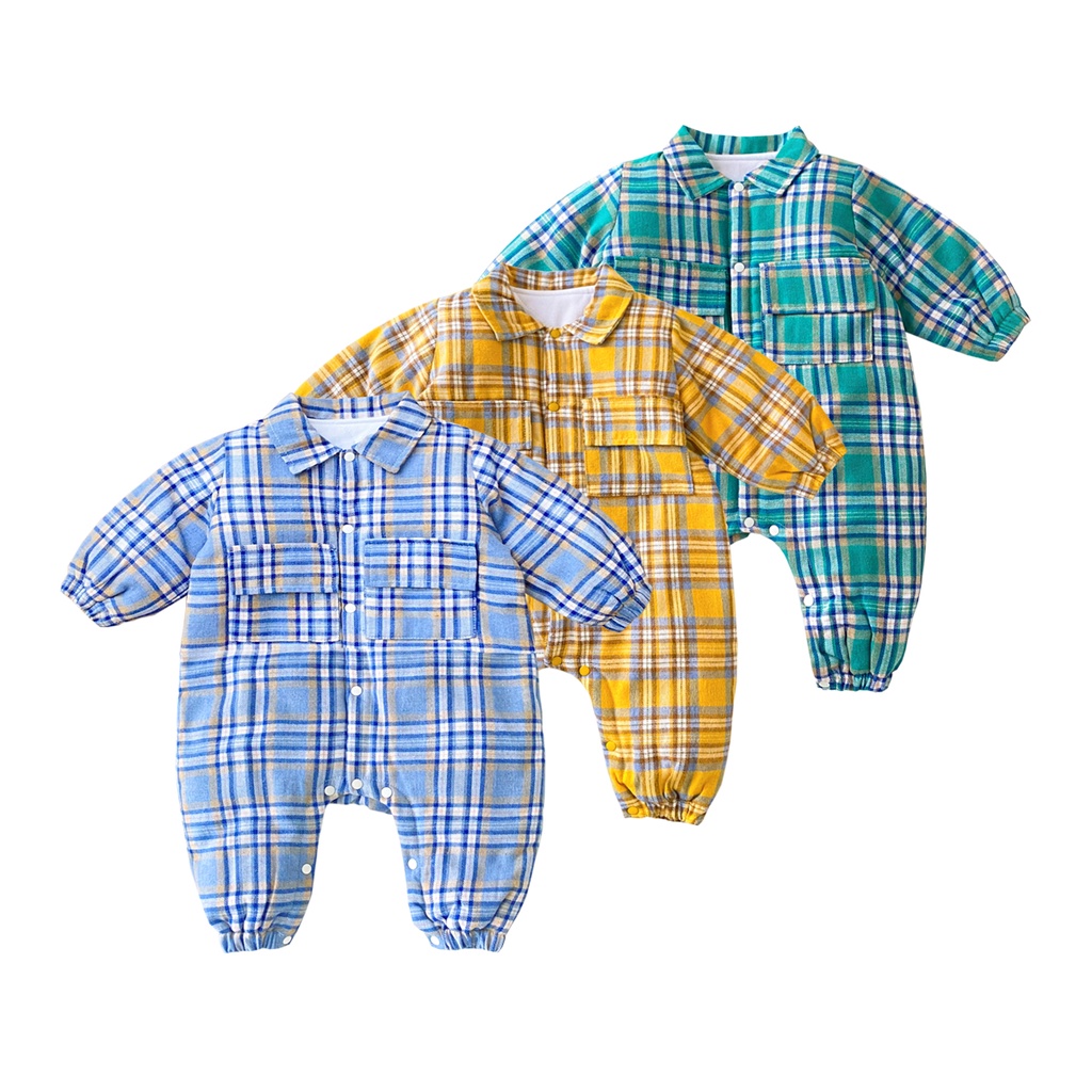 Bộ áo liền quần Sanlutoz cotton kẻ sọc dài tay thời trang cho bé trai