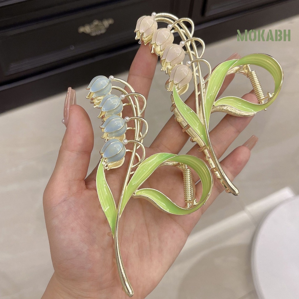 Kẹp Tóc [Kẹp Tóc] Kẹp Tóc Móng Vuốt Mạ Vàng Bóng Thanh Lịch Không Trơn Trượt Bằng Hợp Kim Thung Lũng Cho Nữ Trung Bình