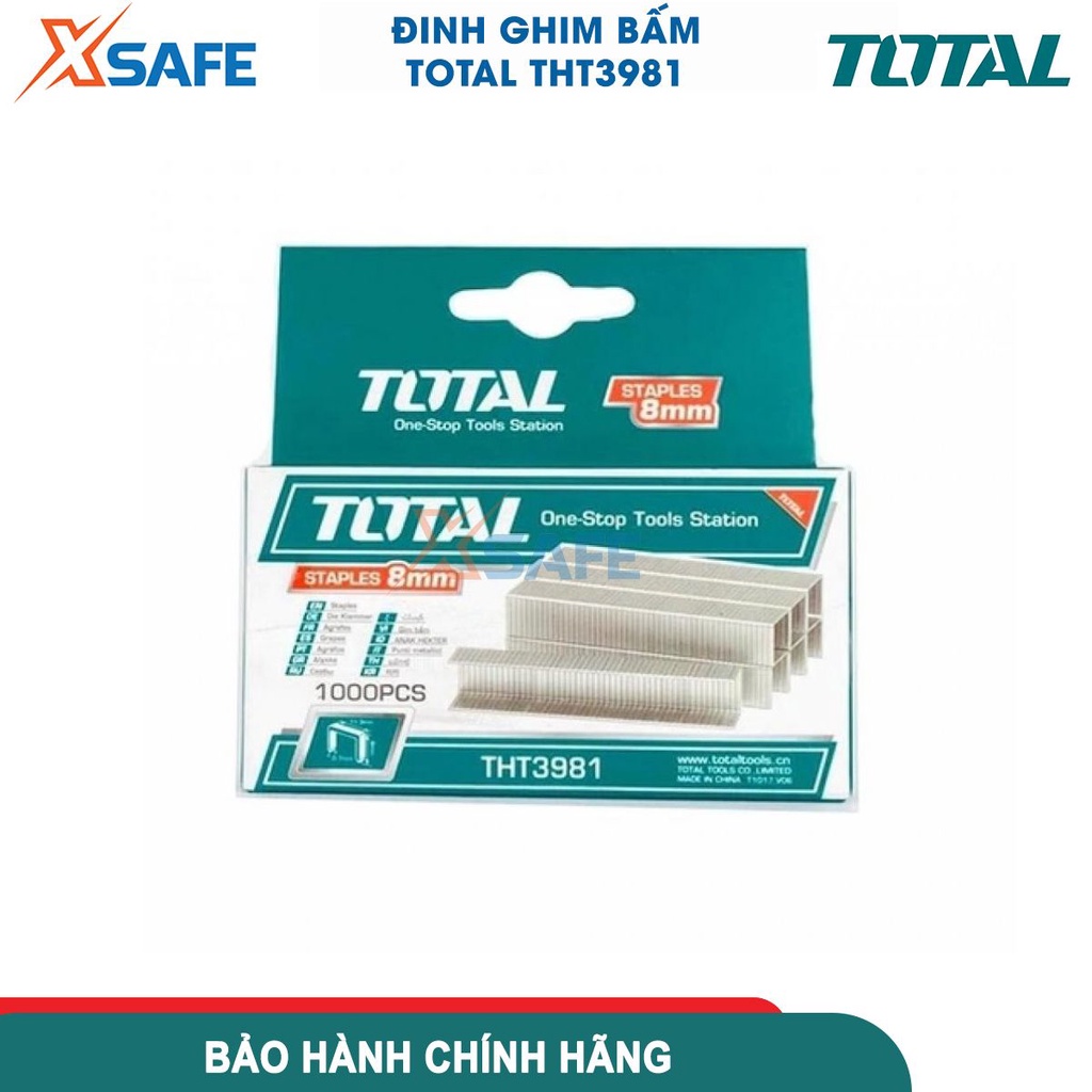 Đinh bấm TOTAL THT3981, ghim bấm kích thước size 8mmx0.7mm, 10mmx0.7, 12mmx0.7mm, 8mmx1.2mm, 10mmx1.2mm, 12mmx1.2mm