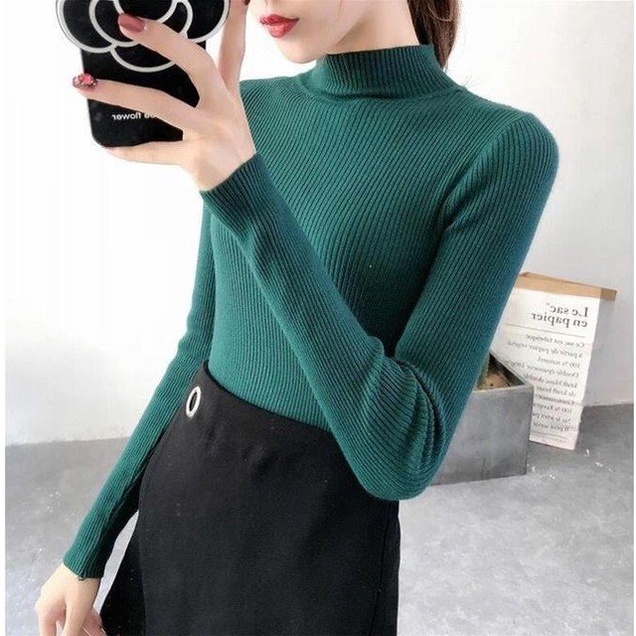 Áo len nữ cổ 3 phân, áo len Quảng Châu mịn hàng loại 1