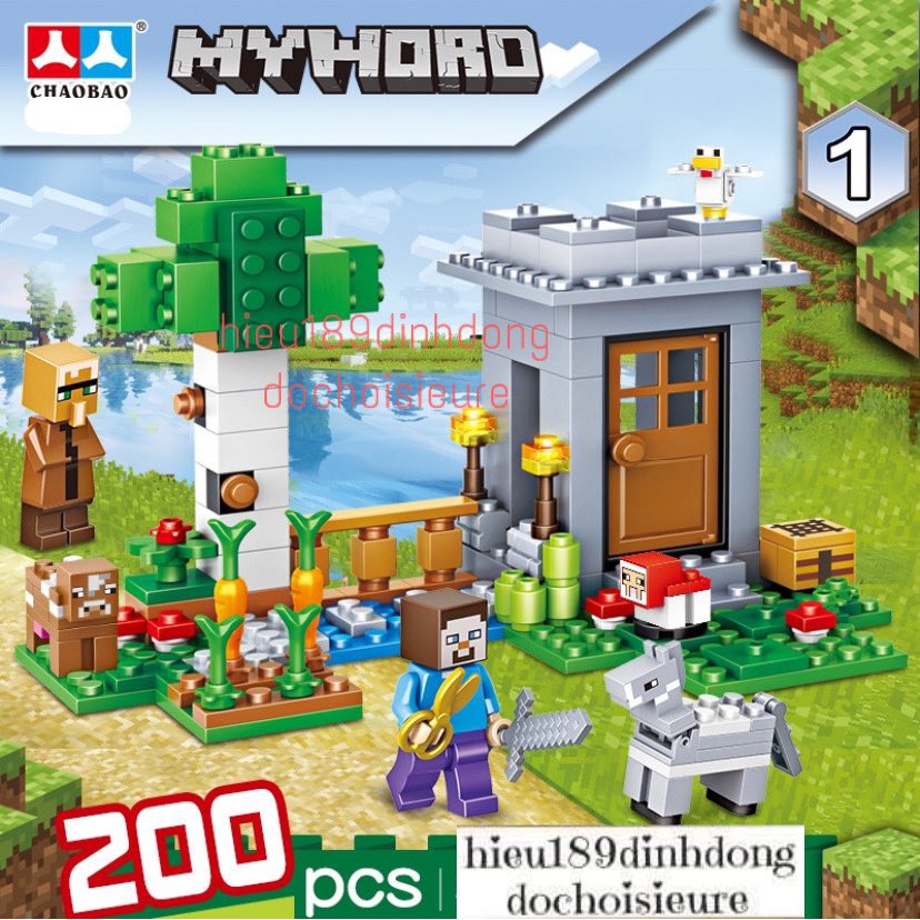 Lắp ráp xếp hình not Lego MineCraft My World 7007 : Hiệp sĩ cưỡi ngựa bảo vệ dân làng và khu vườn 200 mảnh