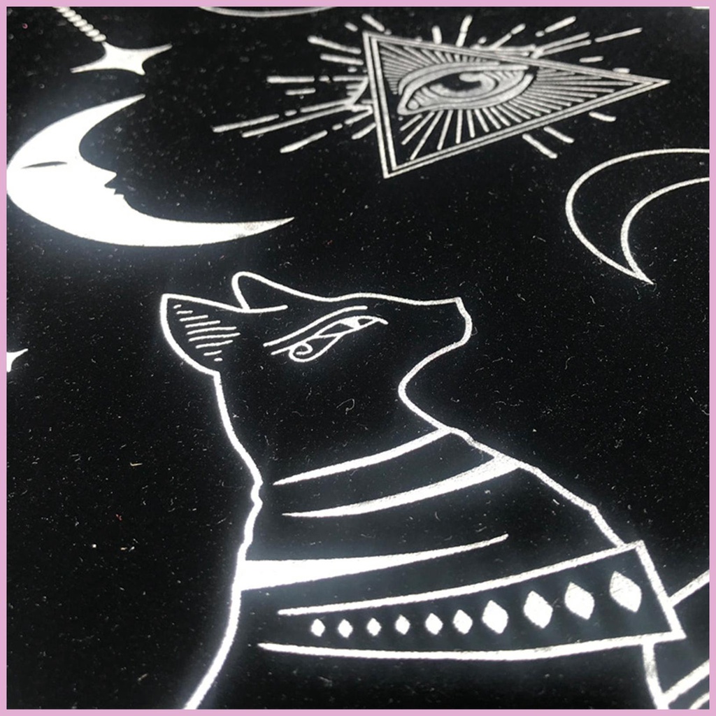 Khăn Trải Bàn Bói Tarot Họa Tiết Mắt Mèo Ai Cập Mặt Trăng Bằng Vải Flannel Trang Trí Tiệc