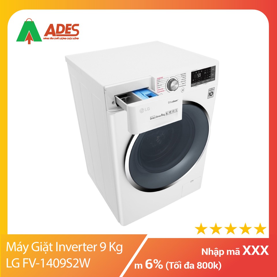 Máy Giặt Cửa Trước Inverter 9 Kg LG FV-1409S2W | Chính Hãng Giá Rẻ