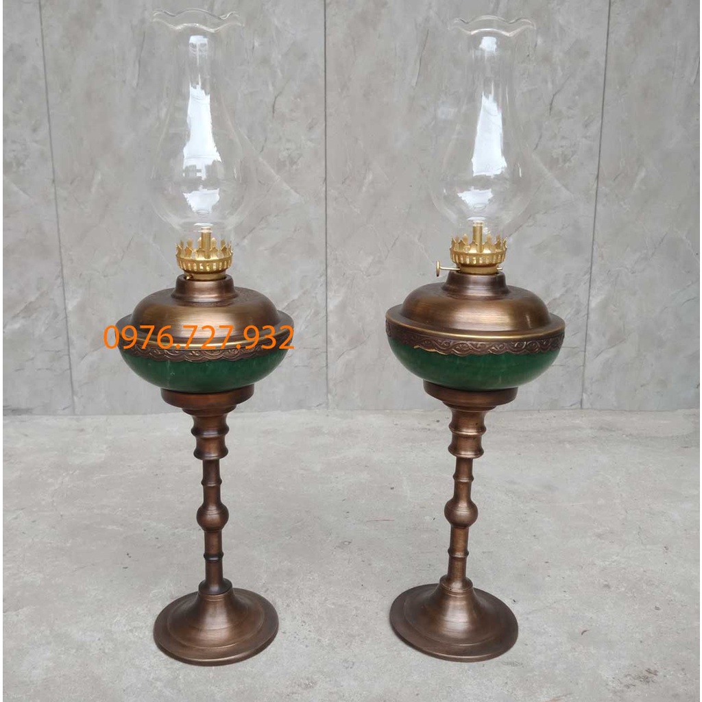 Đèn dầu thờ bằng đá bọc đồng cao 25cm, đèn dầu thờ bằng đồng