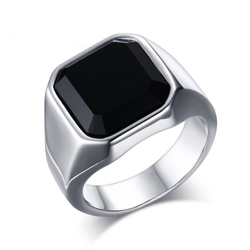 weiweijewelry/Nhẫn bạc thời trang nam-Nhẫn đá quý đen