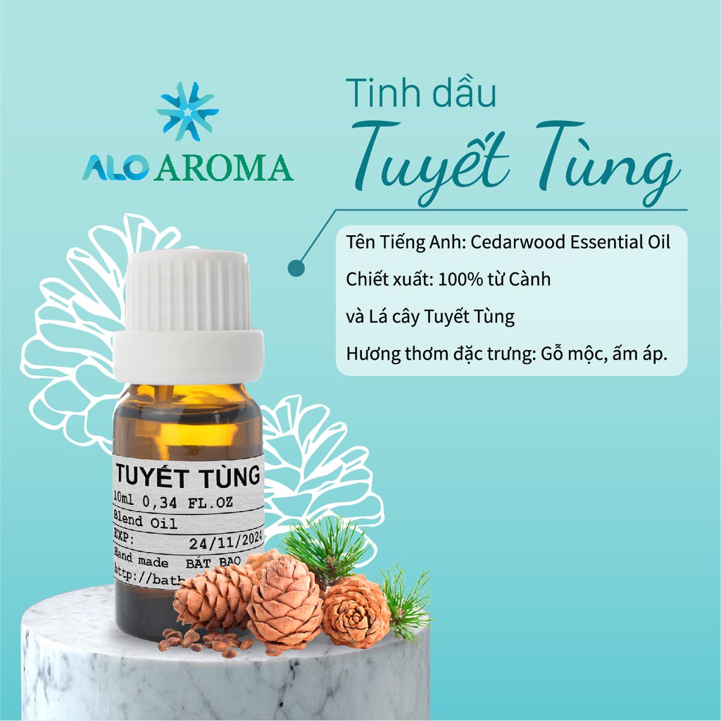 Tinh Dầu Tuyết Tùng (Hoàng Đàn) Thiên Nhiên giảm gàu, thanh lọc cơ thể, thư giãn Cedarwood Essential Oil AloAroma