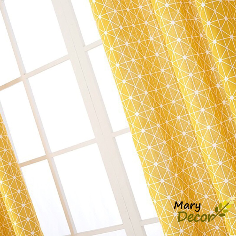 Rèm cửa sổ vải bố linen trang trí nhà cửa cực đẹp, giá tốt - họa tiết vàng R-E01