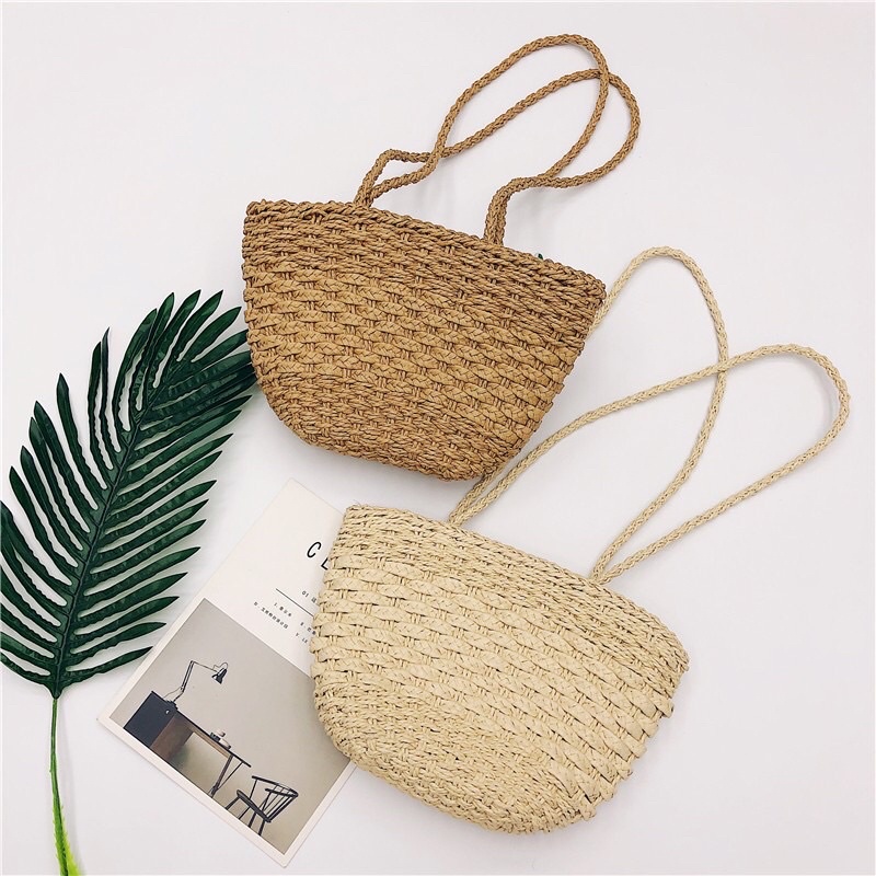 Túi cói đeo vai đi biển - đan kiểu sole - phong cách Vintage thanh lịch