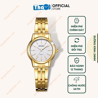 Đồng Hồ Nữ Halei 348 Dây Vàng Mặt Trắng Chống Nước