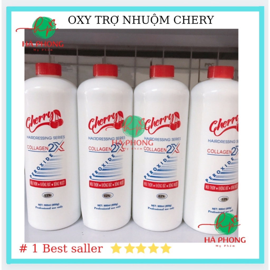 Oxy Trợ Nhuộm Tóc Collagen Cherry Mùi Thơm, Không Rát, Bóng Mượt Chai 1000ml, Đủ Loại 3,6,9,12%