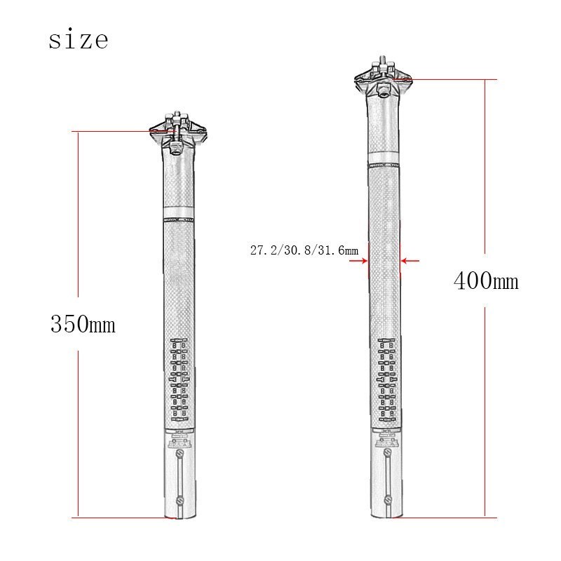 Toseek Ống Cố Định Yên Xe Đạp Leo Núi 27.2 / 30.8x350 / 400mm Bằng Sợi Carbon Màu Đỏ / Xanh Lá / Vàng