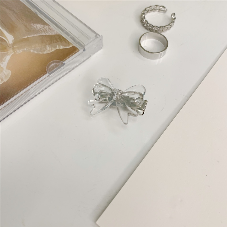 Kẹp tóc mỏ vịt đính một nơ/ hai nơ tuỳ chọn thiết kế đơn giản dễ thương cho nữ