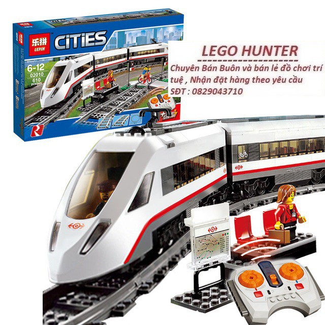 Xếp Hình City Train RC Bộ lắp ráp Tàu siêu tốc chở hành khách Lepin 02010 điều khiển từ xa