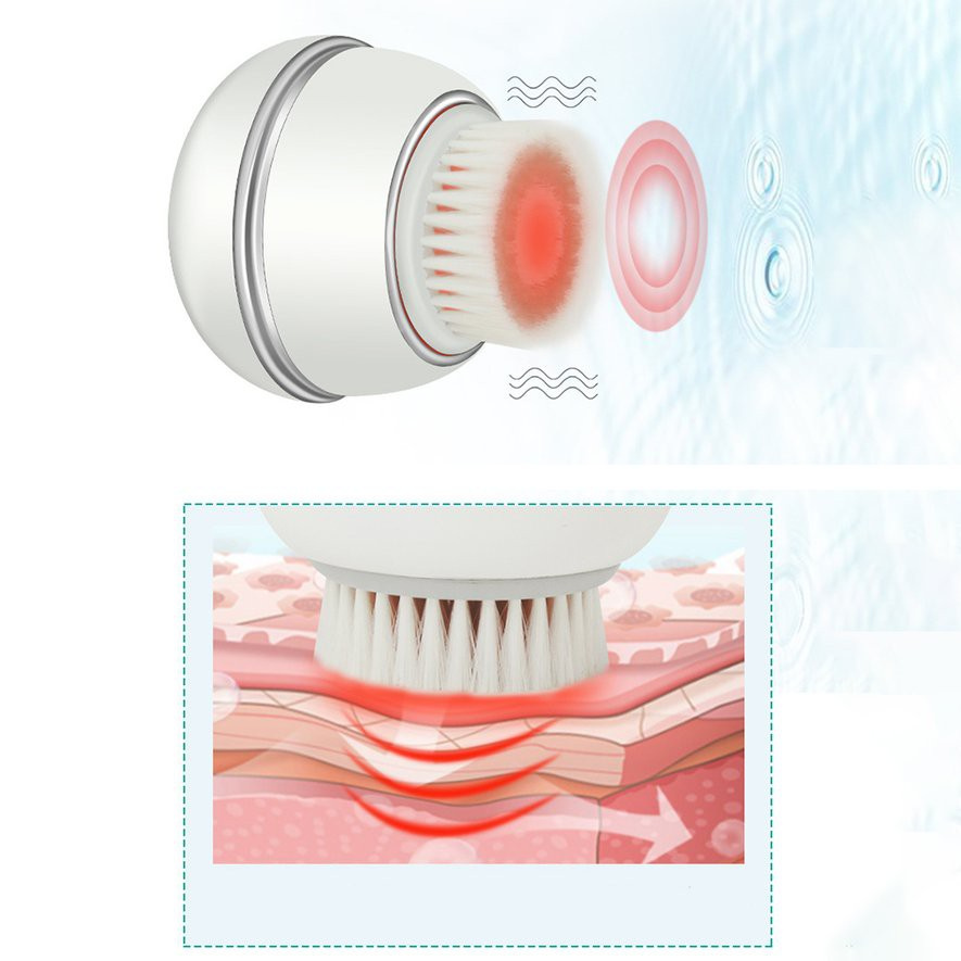 ❤Ultrasonic Face Brush Beauty Brush Red Wave Ultrasonic Skin Cleaning Flexible