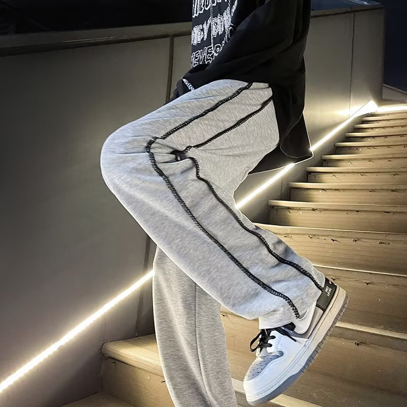 Quần Thể Thao Ống Rộng Phối Họa Tiết Kẻ Sọc Thời Trang Đường Phố Âu Mỹ 2022 Cho Nam