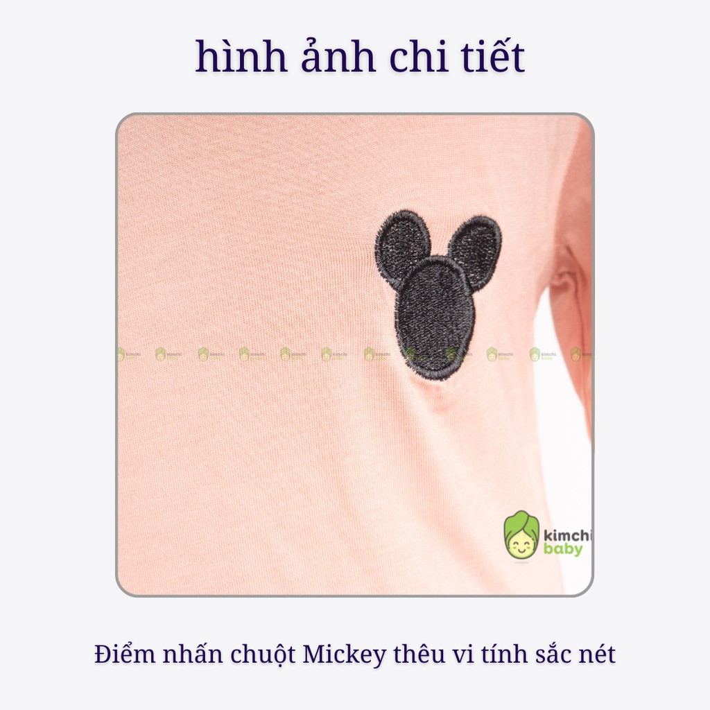 Áo Bé Trai, Bé Gái Minky Mom Vải Thun Lạnh Thêu Ngực Mickey, Áo Thun Dài Tay Cho Bé Mặc Thu Đông MKMTDA2101