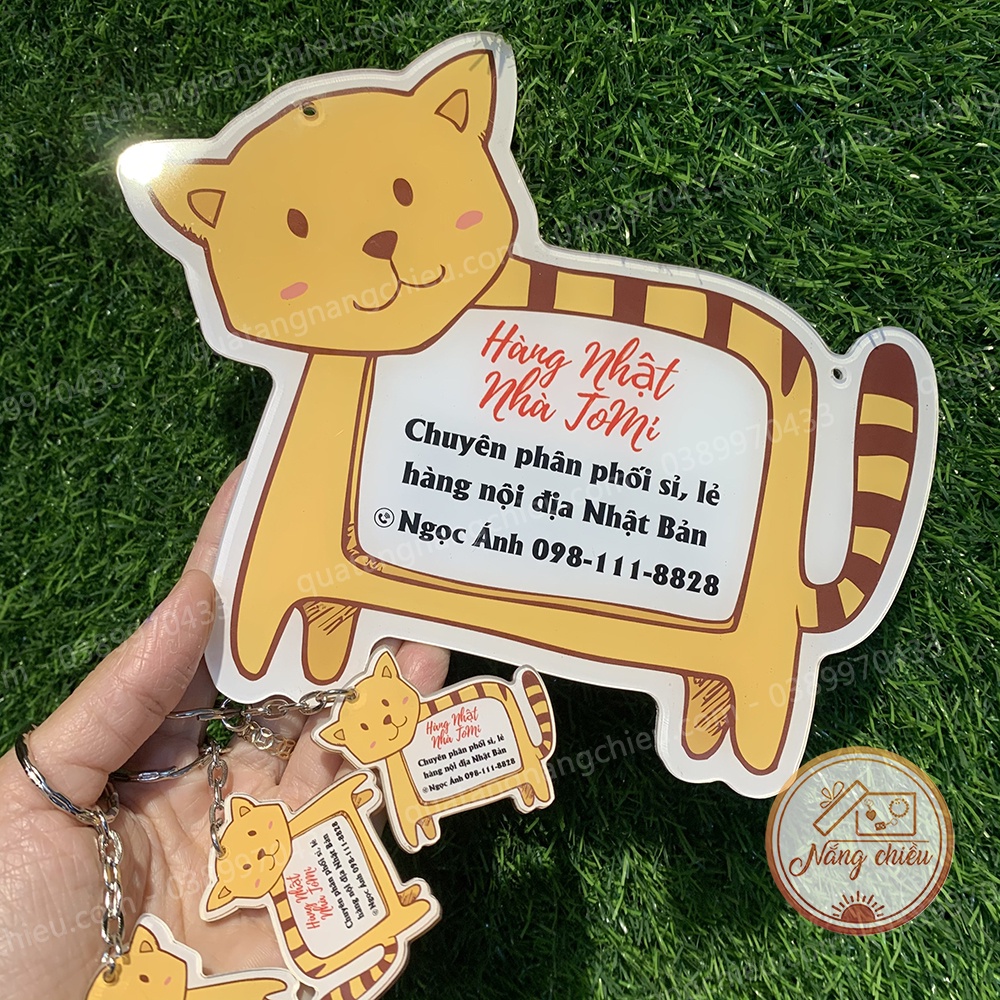 Bảng shop bán hàng nhập khẩu, đạo cụ chụp ảnh shop, chất liệu mica sáng bóng, hình con hổ