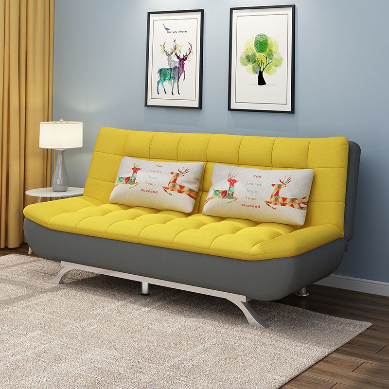 Sofa giường đa năng làm sạch và gấp vải cho căn hộ nhỏ kiểu Bắc Âu bông lười gỗ rắn lanh có thể ngủ