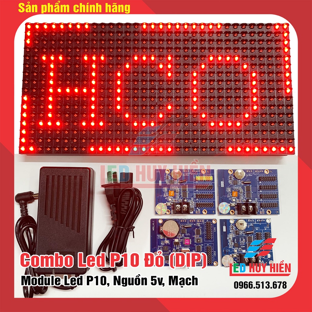 Combo Led p10 màu đỏ (Từ 1 đến 6 module), card HD, Nguồn 5V