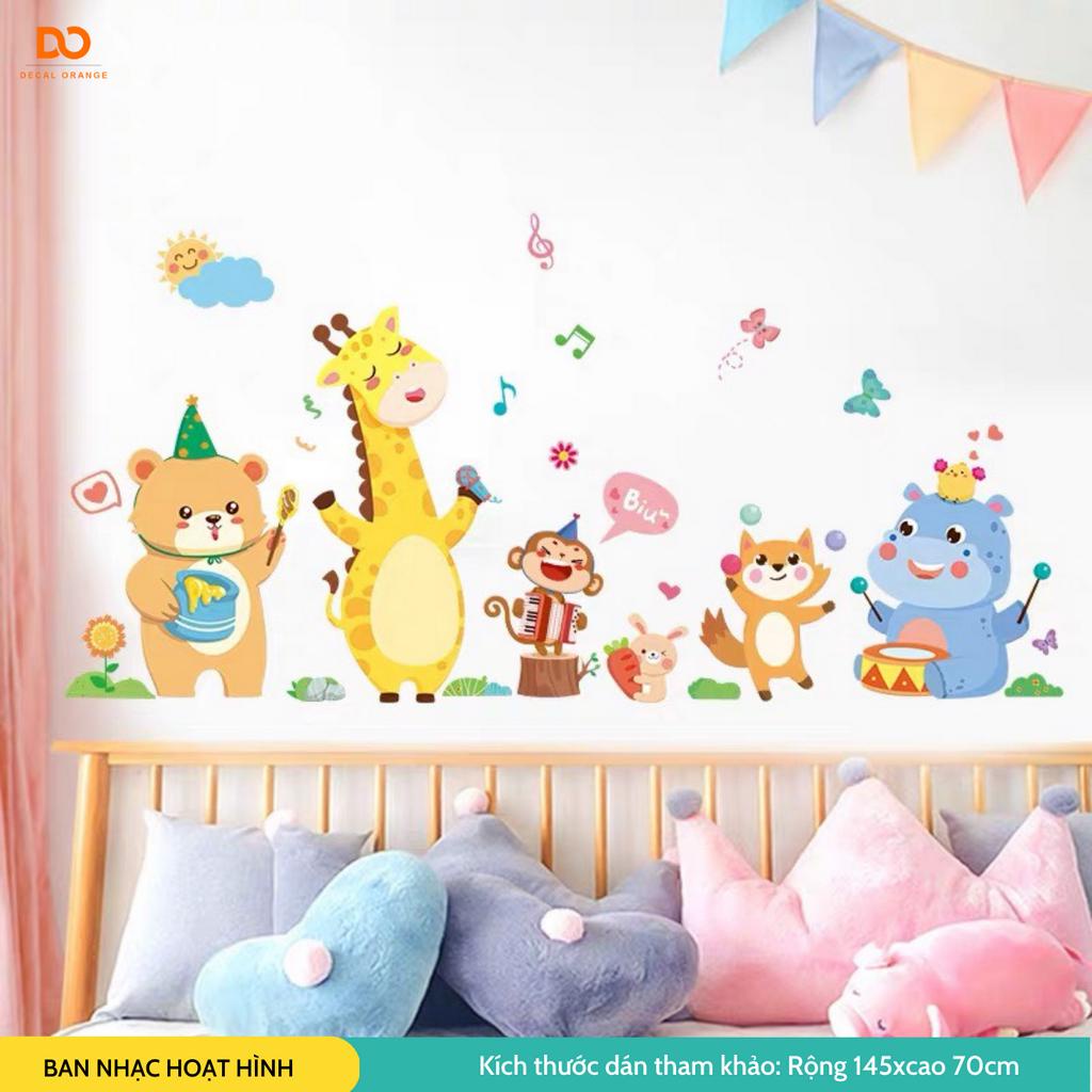 Decal dán tường  cho bé ban nhạc hoạt hình trang trí phòng ngủ  tủ quần áo