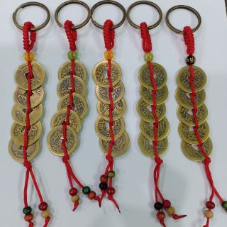Móc khoá đồng tiền xu ngũ đế may mắn