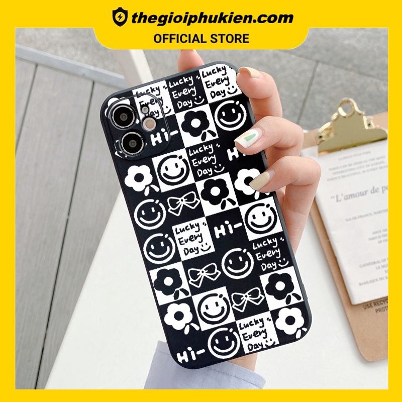 Ốp lưng iphone cạnh vuông Caro icon lucky dành cho iphone 6 đến 14promax - E208