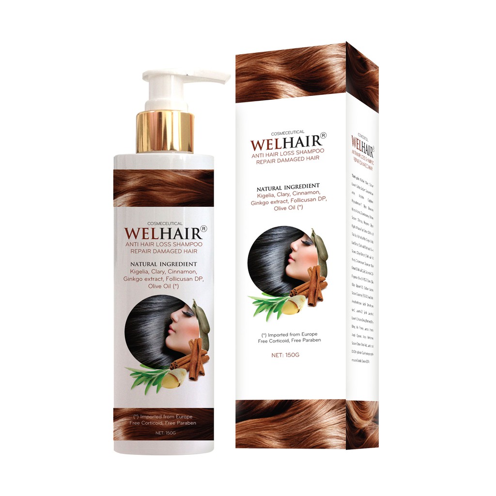 WELHAIR - Dầu gội ngăn rụng tóc, phục hồi hư tổn 150g [Wellhair]