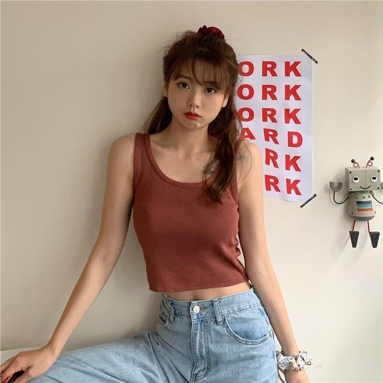 Áo hai dây dệt kim ZHELIHANGFEI dáng ngắn quyến rũ