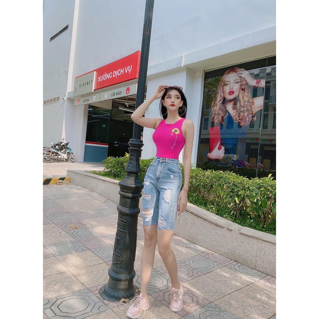 Quần jean ngố / lửng BIG SIZE lưng cao, co dãn mạnh rách kiểu đẹp đang hot 4289 MLJ moliruan