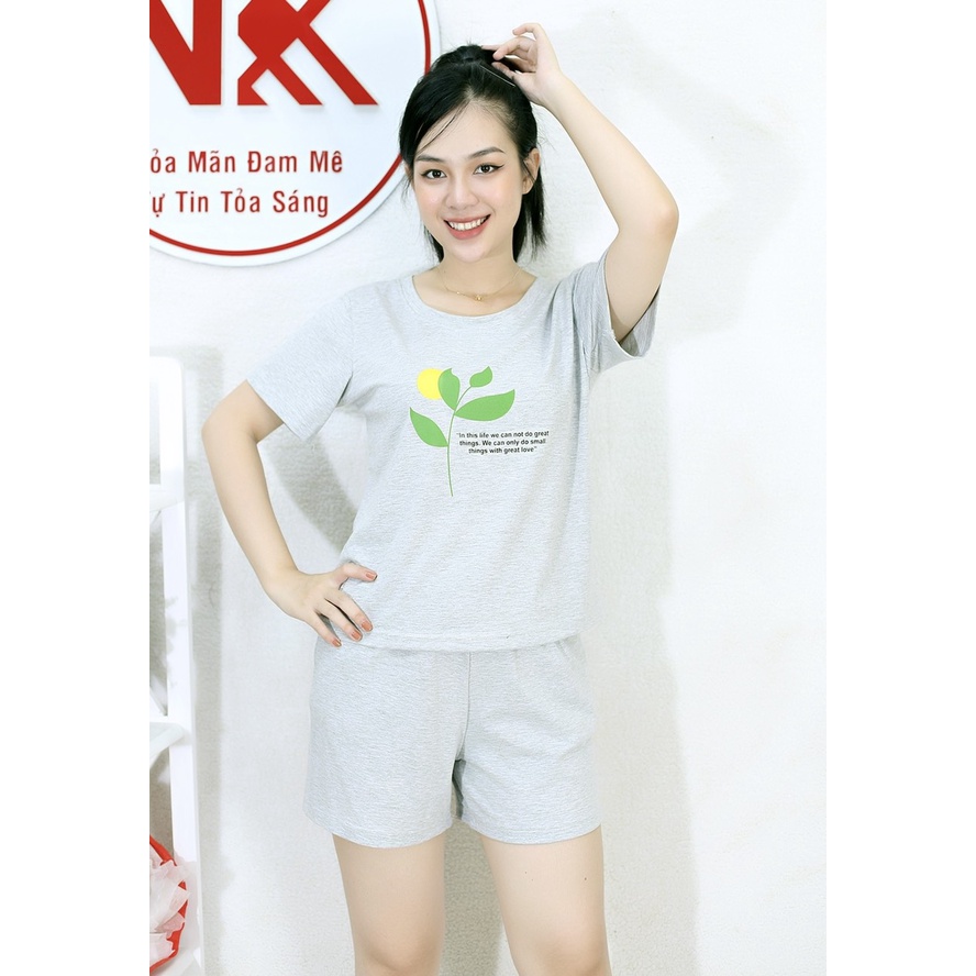 [HÌNH THẬT] Bộ đồ thun ngắn cổ tròn cực xinh có 4 màu xanh đen, xám, hồng, xanh đậu - Vải Cotton 65/35 Cao Cấp