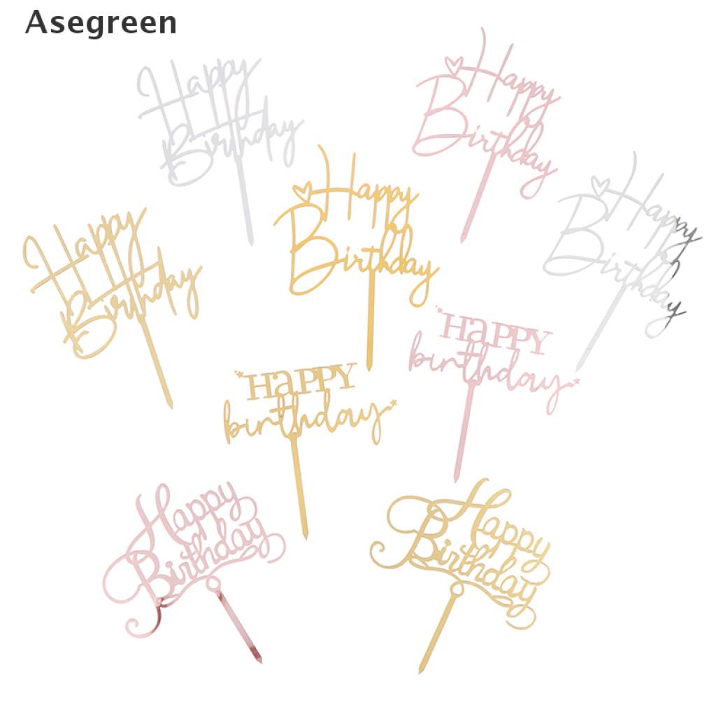 [Asegreen] PCS Glitter Paper Happy Birthday Cake Topper Cupcake Dessert Decor Supplies Good goods