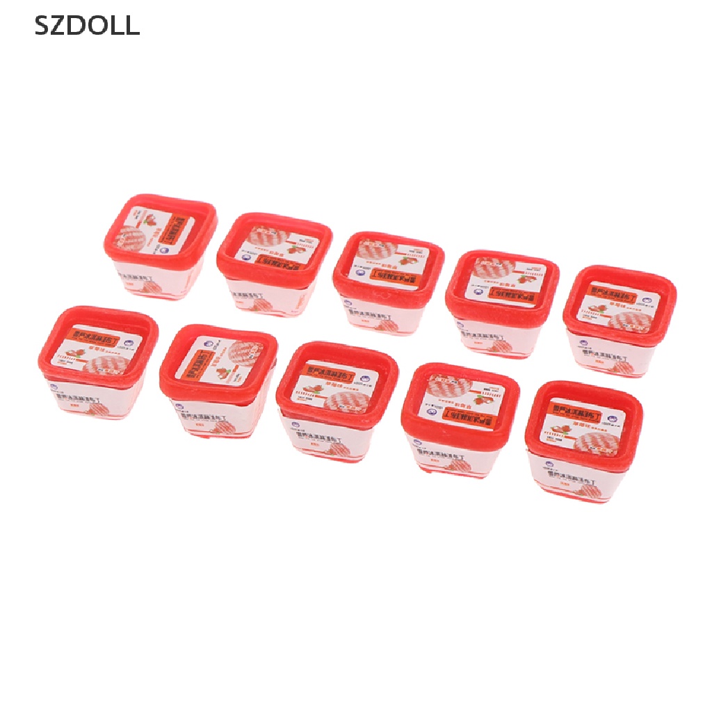 Set 10 mô hình hộp kem/ thực phẩm trang trí nhà búp bê tỉ lệ 1/12 DOM