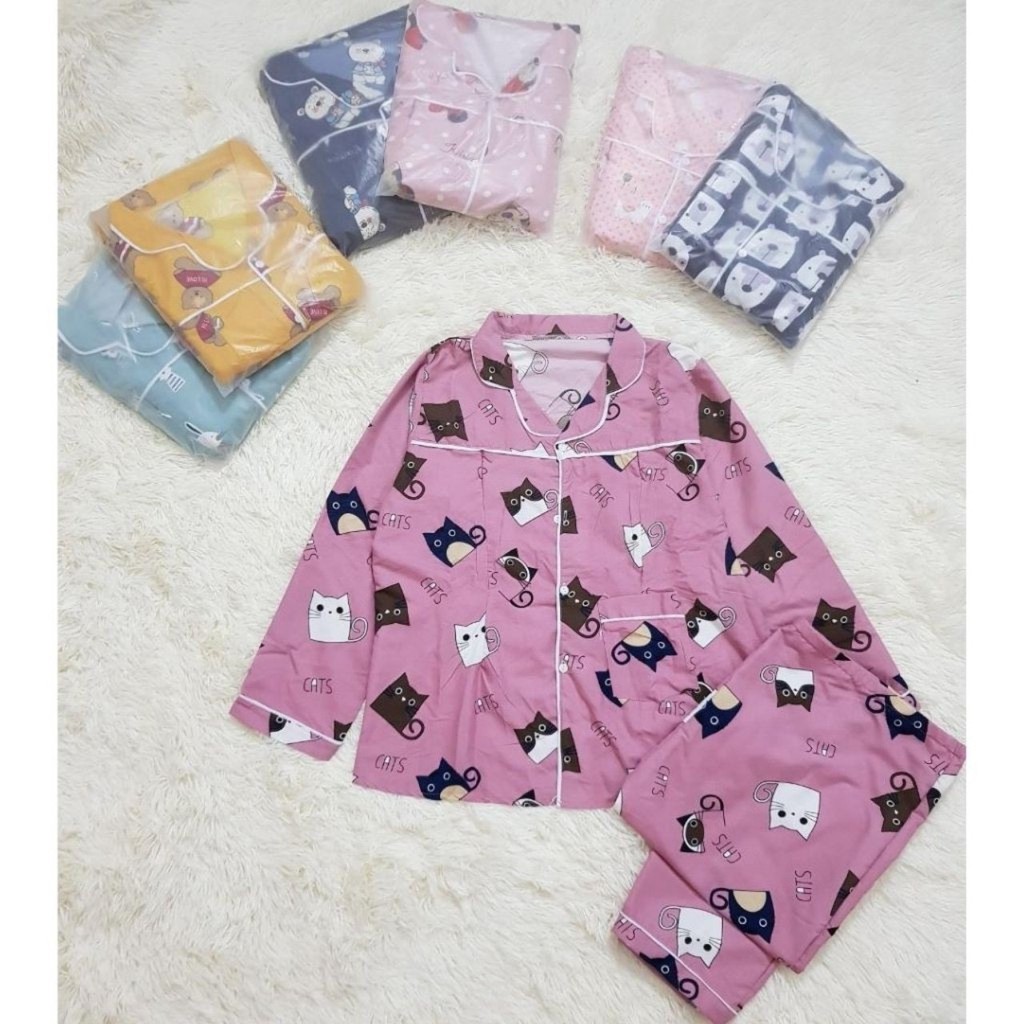 Đồ bộ bầu Pijama mặc bầu và sau sinh  Dài Tay chất kate thái BPJM930 (Có khóa hoặc túi ngực như hình)