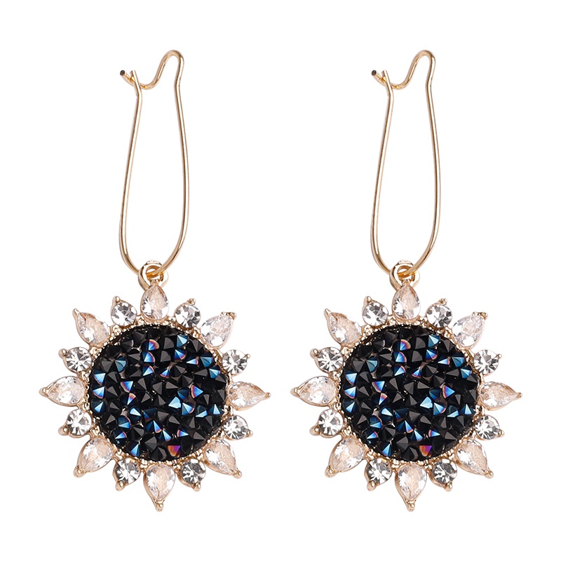 Đôi bông tai hình hoa hướng dương đính đá thời trang cho nữ