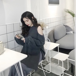 Áo len lông thỏ khoét vai cao cấp