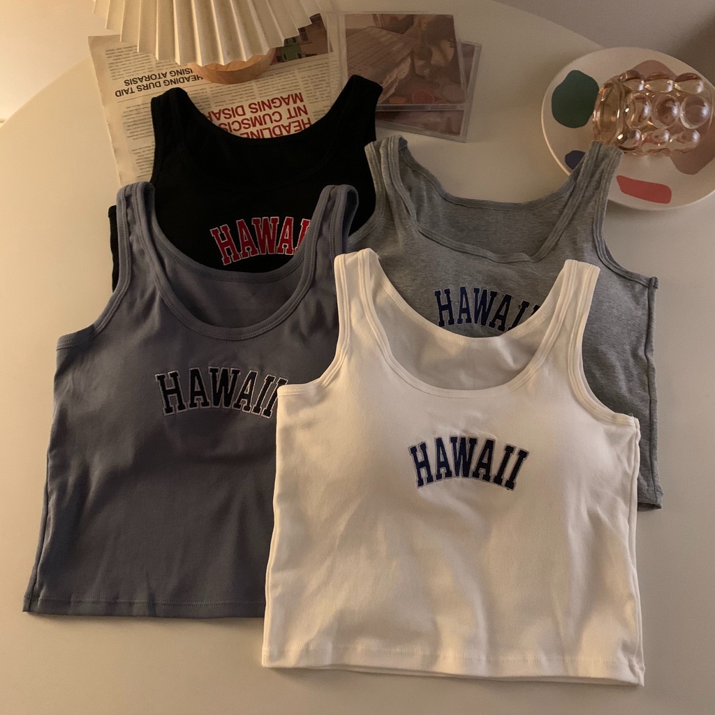 Áo Ống Thể Thao Hai Dây Hở Lưng Dáng Ôm Thêu Họa Tiết Thời Trang Mùa Hè Dành Cho Bạn Nữ