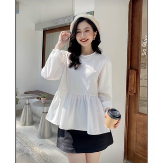 Áo peplum trắng 3 nơ sau ( giá sale)