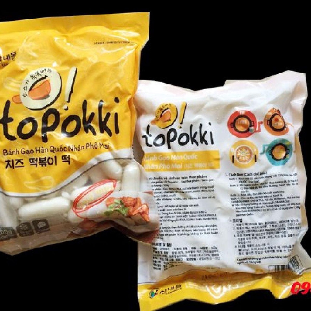 BÁNH GẠO TOKBOKKI NHÂN PHÔ MAI HÀN QUỐC GÓI 500G/ 1Kg