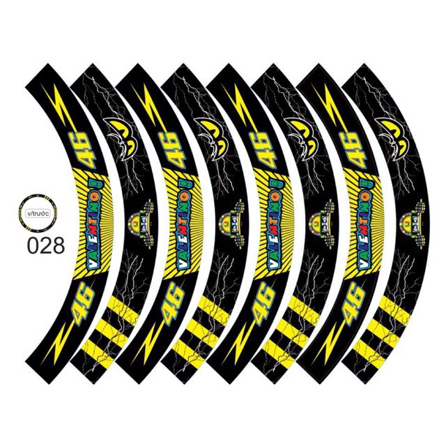 Tem Vành Full Bánh Mã 028 Vàng Đen 3 Lớp Chống Phai