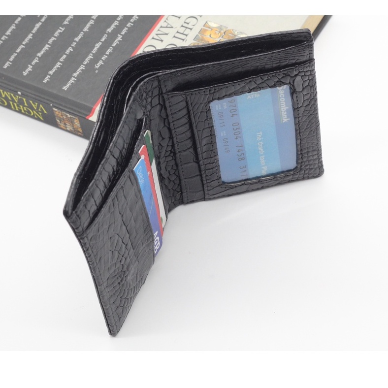 Ví Nam Da Cá Sấu - Bóp Đứng 2 Mặt Da Cá Sấu Thật Được Hoàn Thiện Từ Vân Bụng Sang Trọng Thời Trang Bảo Hàng 12 Tháng