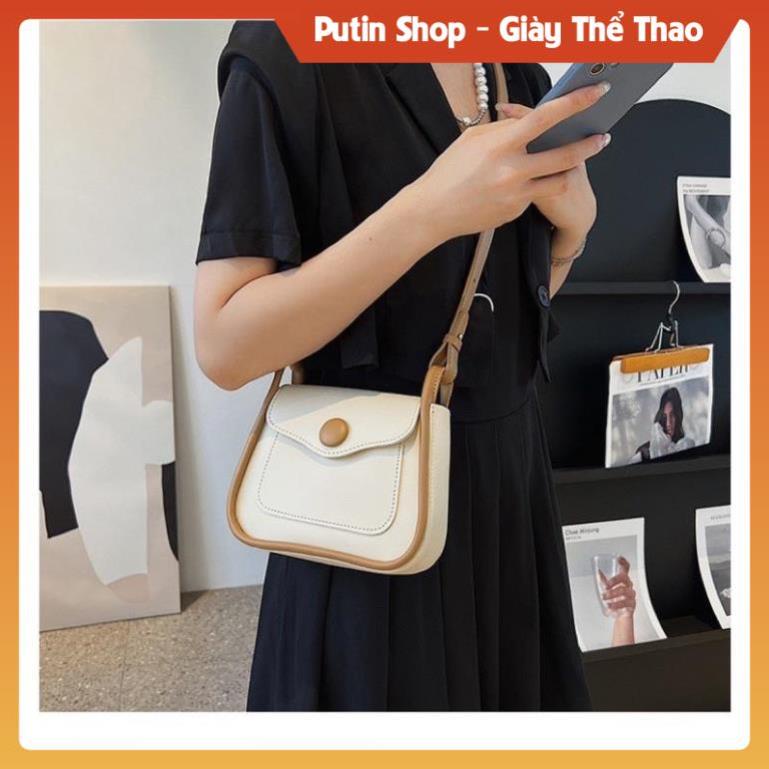 Túi Xách Đeo Chéo Nữ Đẹp Xịn 2022 Khuy Tròn , Túi Sách 2 Mầu Kem Đen Đi Chơi Thời Trang Hàn Quốc Hót Trend