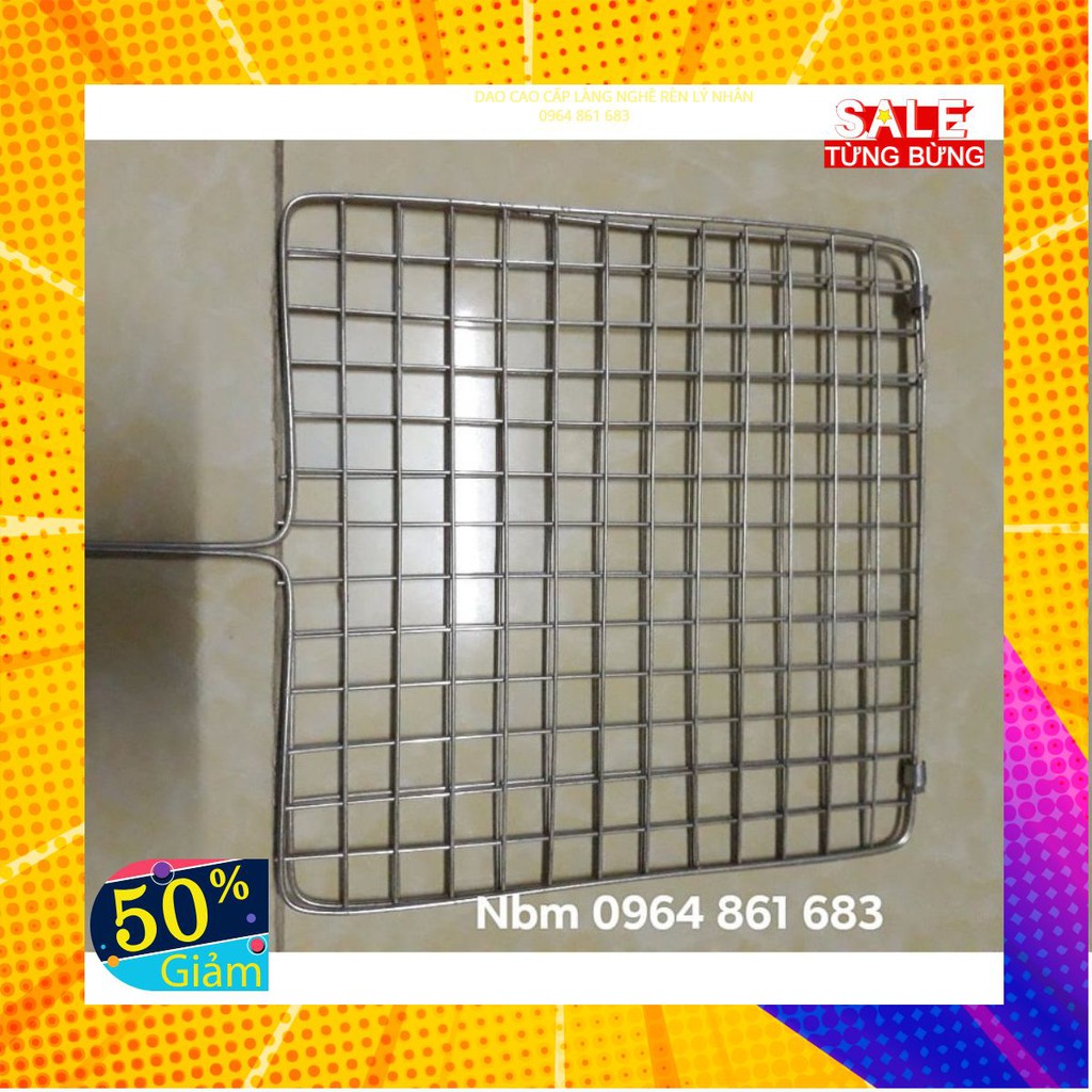 vỉ nướng thịt trung - mỏng - size 20x40cm - inox 304 không rỉ