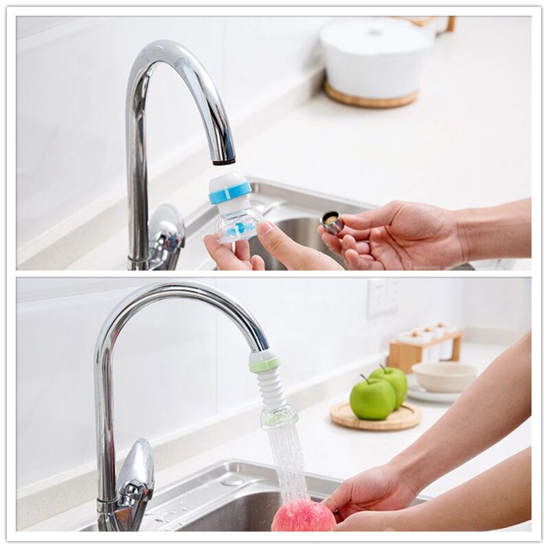 Vòi Sen Lắp Ống Nước Tăng Áp Xoay 360 Độ Dùng Cho Vòi Cong 16-19mm Tiết Kiệm Nước Rửa