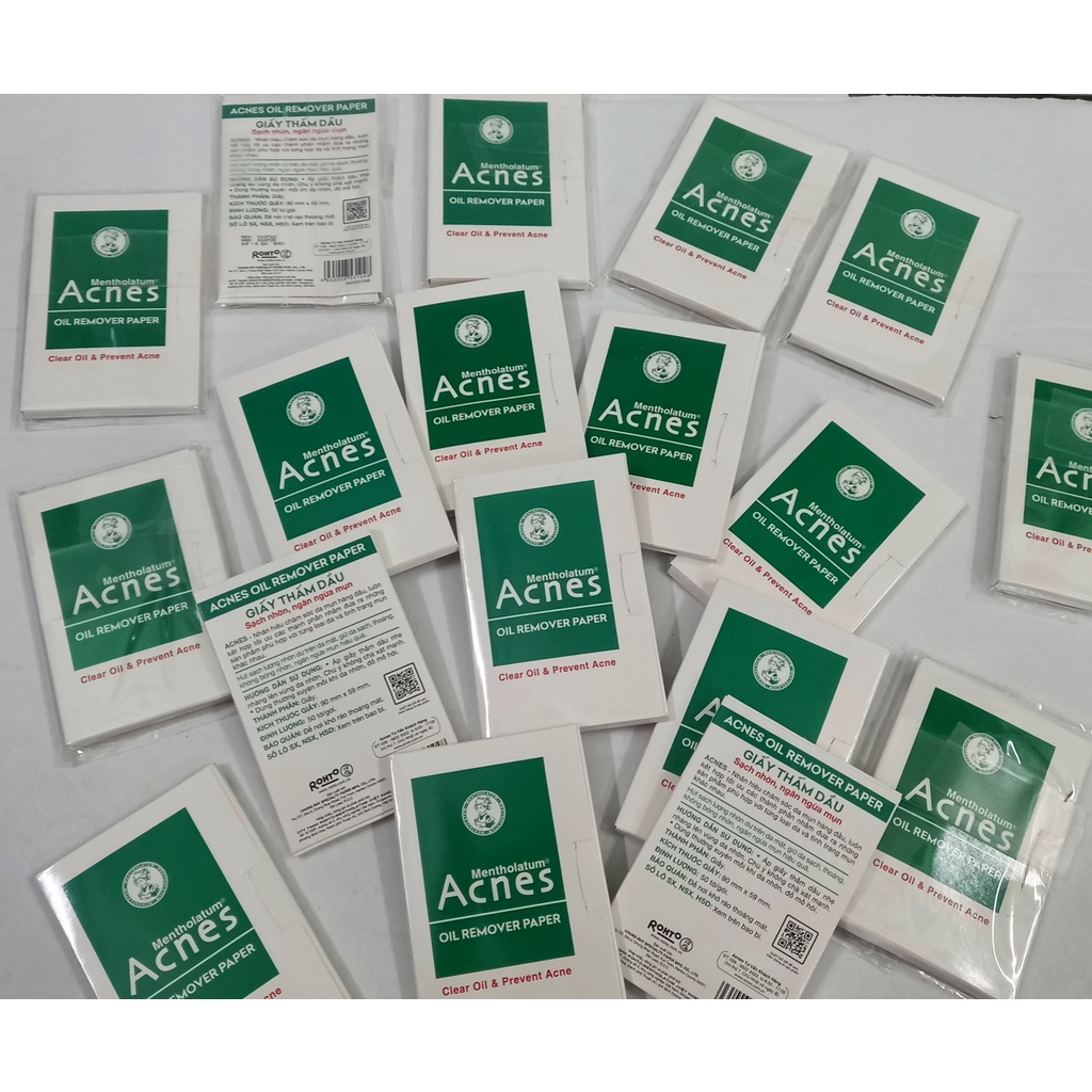 Combo 4  tuýp Sữa rửa mặt Acnes &amp; Hada Labo 15g/1 tuýp, giấy thấm dầu Acnes