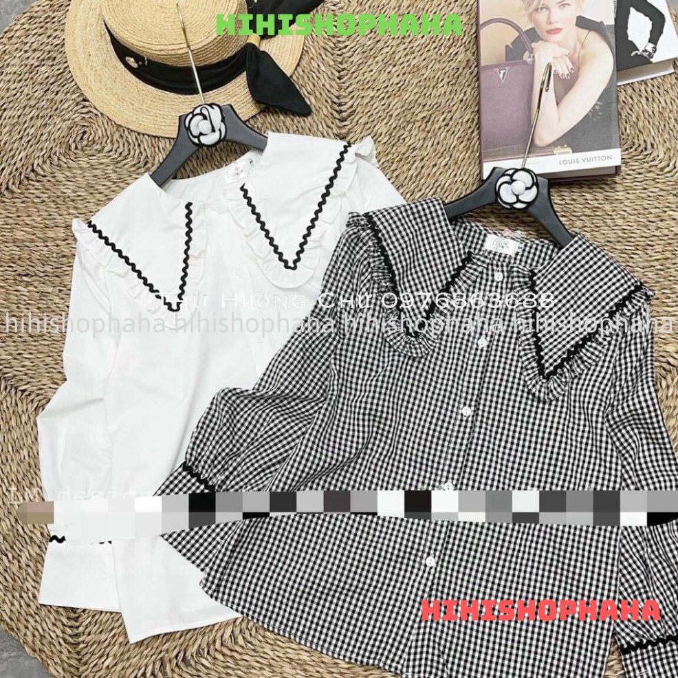 Áo sơ mi nữ cổ bèo , áo babydoll tay bèo hàng QCCC loại 1 A00013 kaca hihishophaha