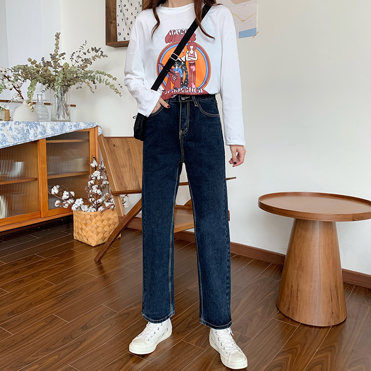 Quần Jean Eo Cao Màu Trơn Thoải Mái 38947