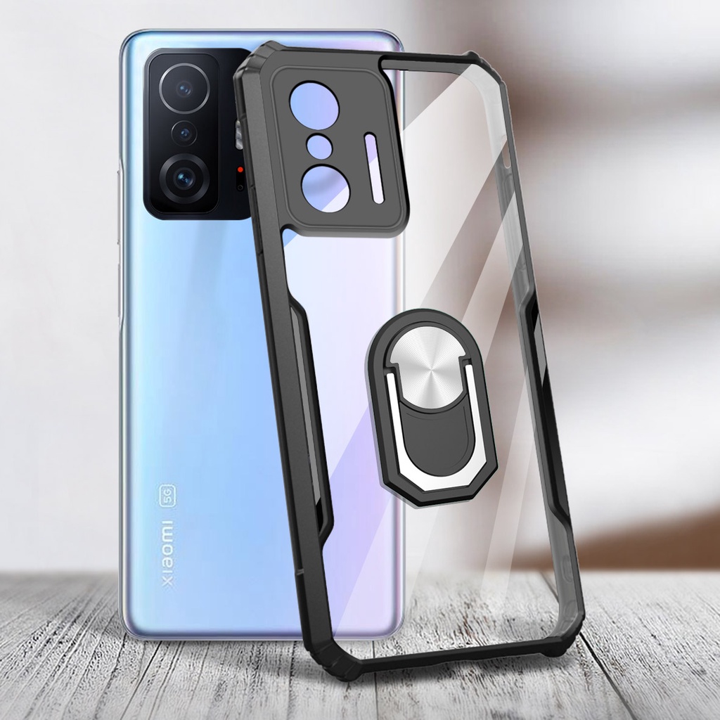 Ốp Điện Thoại Acrylic Trong Suốt Chống Rơi Có Vòng Đỡ Cho Xiaomi Mi 11T 10T 9T Pro Mi 11 Lite 10i